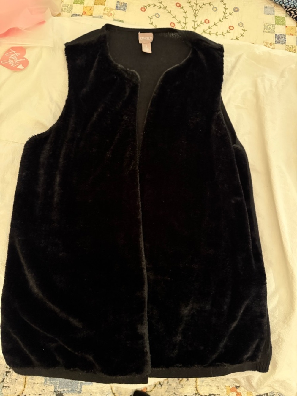 Chico's Velvet & Knit Open Long Vest